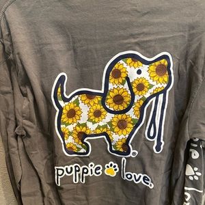 Puppie Love Sunflower Women’s Long Sleeve Tee, size Medium